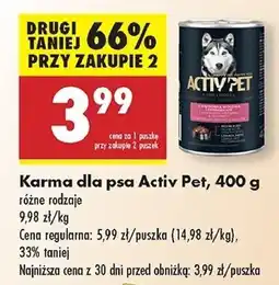 Biedronka Karma dla psa z wątróbką wołową i ziemniakami Activ Pet oferta