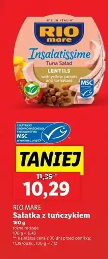 Lidl Sałatka z tuńczykiem lentils Rio Mare Insalatissime oferta