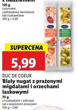 Lidl Biały nugat z prażonymi migdałami orzechami laskowymi i pistacjami Duc De Coeur oferta