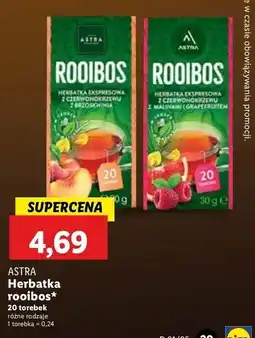 Lidl Herbata z czerwonokrzewu brzoskwinią Astra Rooibos oferta
