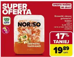 Carrefour Krewetki obrane gotowane Vannamei Norso oferta