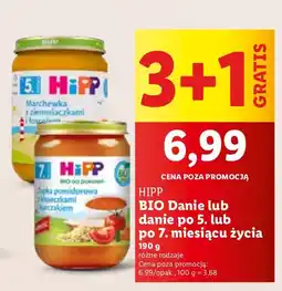 Lidl Danie HiPP BIO po 5 miesiącu życia różne rodzaje 3+1 GRATIS oferta