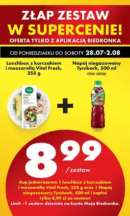 Biedronka Zestaw lunchbox z kurczakiem i mozzarella Vital Fresh + napój niegazowany Tymbark Biedronka oferta