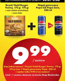 Biedronka Zestaw Gold Burger Yeemy + napój Pepsi Biedronka oferta
