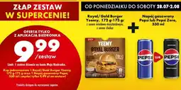 Biedronka Zestaw burger Yeemy Royal/Gold + napój Pepsi Yeemy + Pepsi oferta