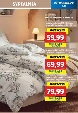 Lidl Pościel satynowa z bawełny 220 x 200 + 70 80 cm Livarno Home oferta