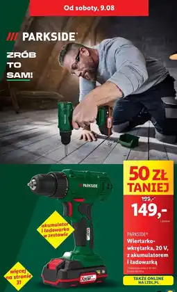 Lidl Wiertarko-wkrętarka akumulatorowa 20 v Parkside oferta