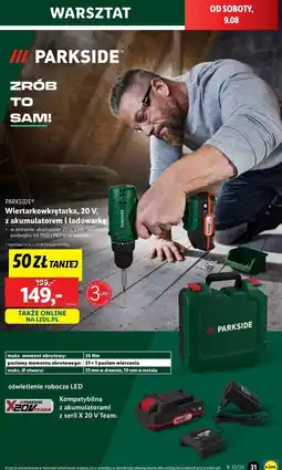 Lidl Wiertarko-wkrętarka akumulatorowa z udarem 20 v Parkside oferta