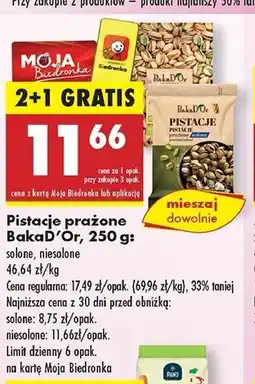 Biedronka Pistacje niesolone prażone Bakad'or oferta