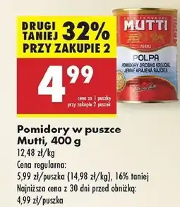 Biedronka Pomidory drobno krojone polpa Mutti oferta
