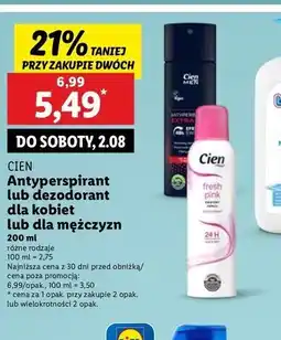 Lidl Antyperspirant extra dry Cien Men oferta