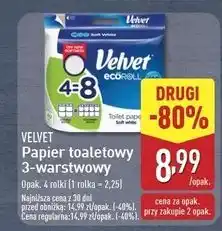 ALDI Papier toaletowy delikatnie biały Velvet Eco Roll oferta