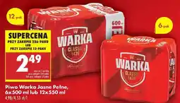 Biedronka Piwo Warka Jasne Pełne, 6x500 ml lub 12x550 ml oferta