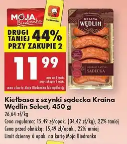 Biedronka Kiełbasa z szynki sądecka Kraina Wędlin Select, 450 g oferta