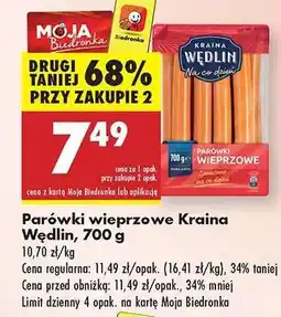 Biedronka Parówki wieprzowe Kraina Wędlin 700 g oferta