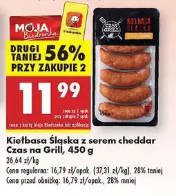 Biedronka Kielbasa Śląska z serem cheddar Czas na Grill 450 g oferta