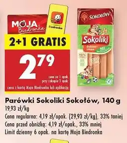 Biedronka Parówki Sokoliki Sokołów, 140 g oferta