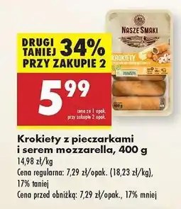 Biedronka Krokiety z pieczarkami i serem mozzarella, 400 g oferta
