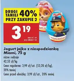 Biedronka Jogurt jajko z niespodzianką Miami, 75 g oferta