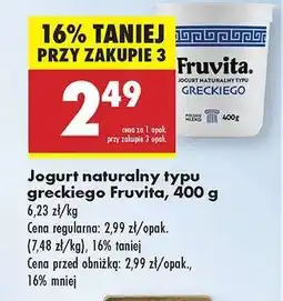Biedronka Jogurt naturalny typu greckiego Fruvita, 400 g oferta