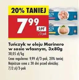 Biedronka Tuńczyk w oleju Marinero w sosie własnym, 3x80g oferta