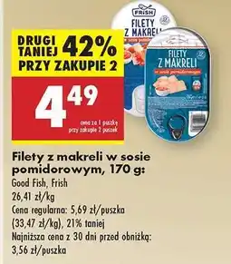 Biedronka FILETY Z MAKRELI W SOSIE POMIDOROWYM 170 G oferta