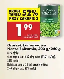 Biedronka Groszek konserwowy Nasza Spiżarnia 400 g / 240 g oferta