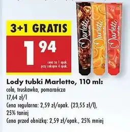 Biedronka Lody tubki Marletto, 110 ml oferta