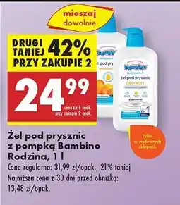 Biedronka Żel pod prysznic z pompką Bambino Rodzina, 1 l oferta