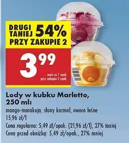 Biedronka Lody w kubku Marletto, 250 ml oferta