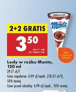 Biedronka Lody w rożku Monte , 120 ml oferta