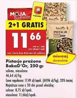 Biedronka Pistacje prażone BakaD’Or, 250 g oferta