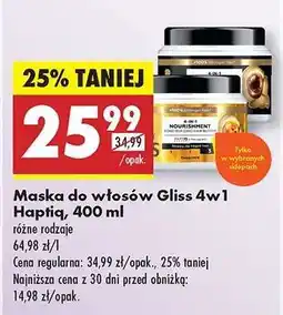 Biedronka Maska do włosów Gliss 4w1 Haptia, 400 ml oferta
