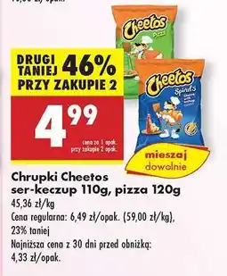 Biedronka Chrupki Cheetos ser-keczup 110g, pizza 120g oferta