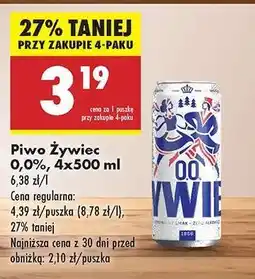 Biedronka Piwo Żywiec 0,0%, 4x500 ml oferta