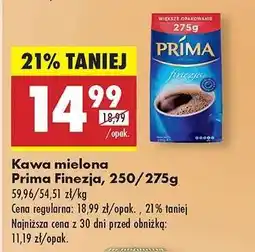Biedronka Kawa mielona Prima Finezja, 250/275g oferta