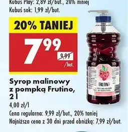 Biedronka Syrop malinowy z pompką Frutino, 2 l oferta