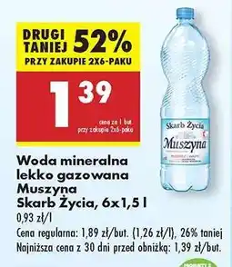 Biedronka Woda mineralna lekko gazowana Muszyna Skarb Życia, 6x1,5 l oferta