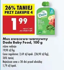 Biedronka Mus owocowo warzywny Dada Baby Food 100 g oferta