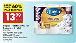Biedronka PAPIER TOALETOWY QUEEN SUPREME, 9 ROLEK oferta
