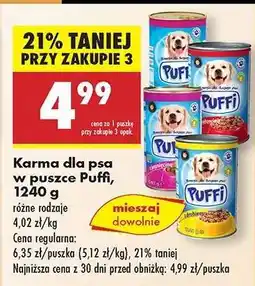 Biedronka Karma dla psa w puszce Puffi, 1240 g oferta