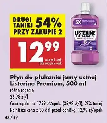 Biedronka Płyn do płukania jamy ustnej Listerine Premium , 500 ml oferta