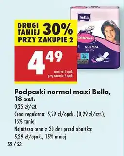 Biedronka Podpaski normal maxi Bella, 18 szt oferta