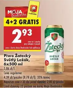 Biedronka Piwo Žatecký Světlý Ležák 6x500 ml oferta
