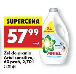 Biedronka Żel do prania Ariel sensitive, 60 prań, 2,70 l oferta