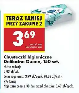 Biedronka Chusteczki higieniczne Delikatne Queen , 150 szt oferta