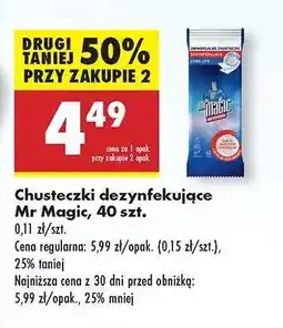 Biedronka Chusteczki dezynfekujące Mr Magic 40 szt oferta