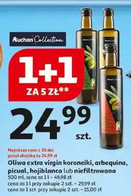 Auchan Oliwa z oliwek extra virgin koroneiki, arbequina, picual, hojiblanca niefiltrowana Auchan Collection oferta