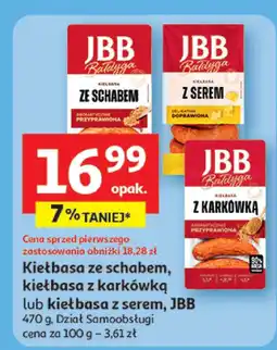 Auchan Kiełbasa ze schabem, kiełbasa z karkówką lub kiełbasa z serem JBB oferta