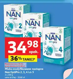 Auchan Mleko modyfikowane następne Nan OptiPro 2, 3, 4 lub 5 2x325g Nestle oferta